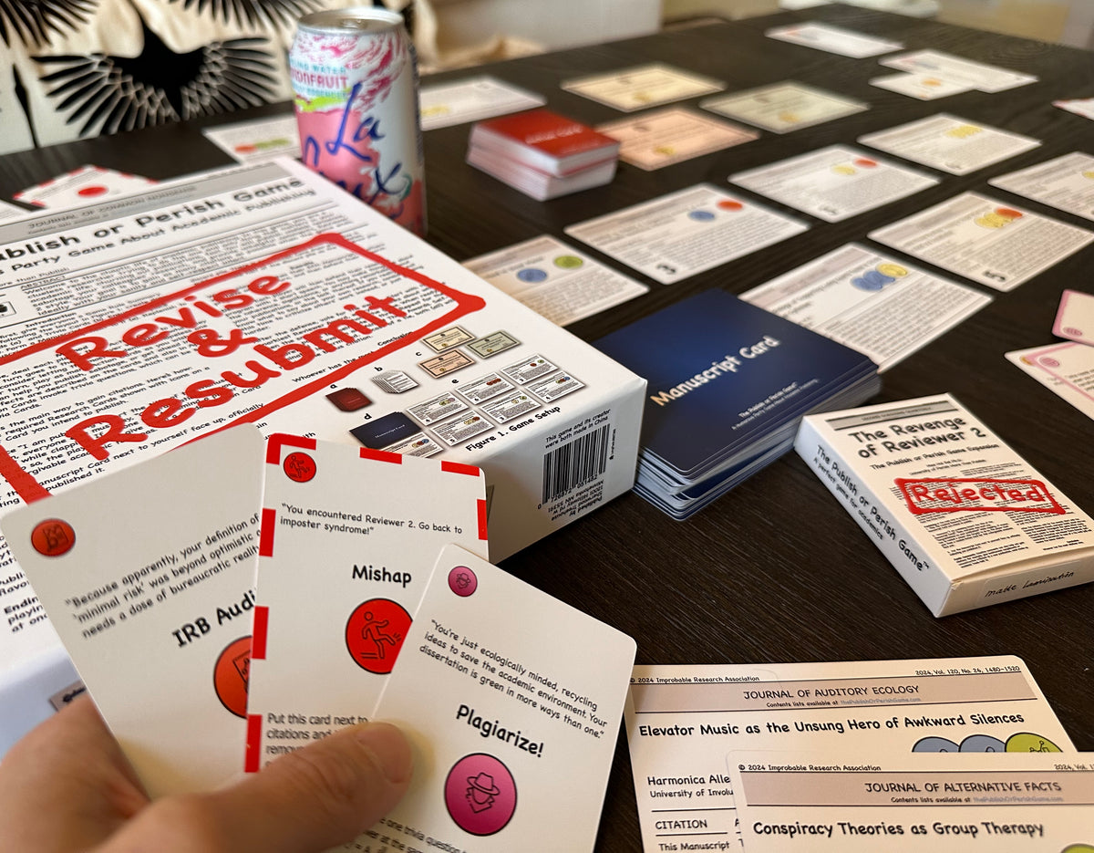 🎁 All‑in Bundle: The Publish or Perish Game + The Full Campus Meltdown Trilogy (All-in bundle with the base game + all 3 expansions + pencil case)